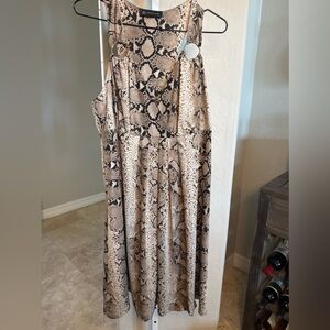 INC International Concepts Snake Print Cutout Dress Size 9/10 Gold Ring Detail